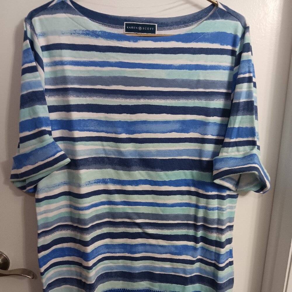 KAREN SCOTT STRIPED TUNIC 1X NWT
